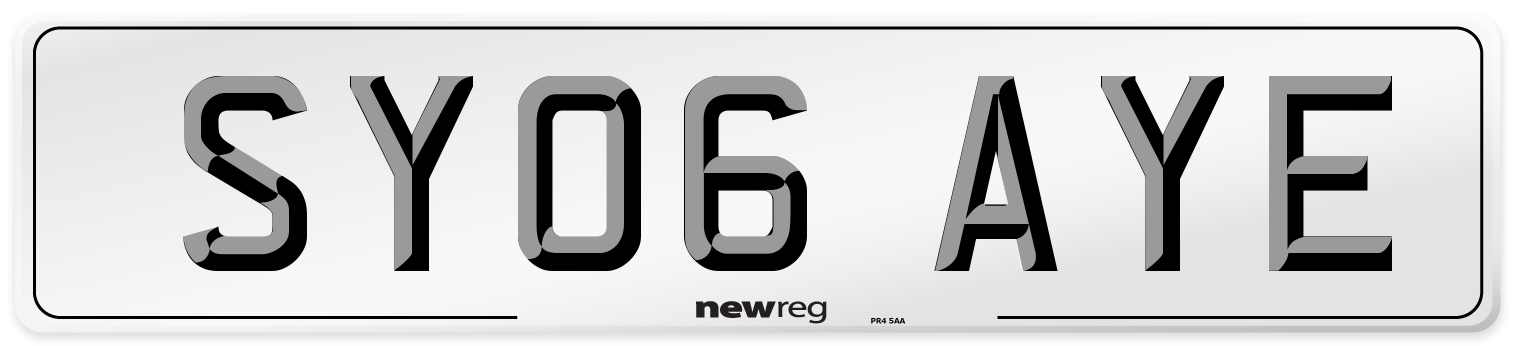 SY06 AYE Number Plate from New Reg